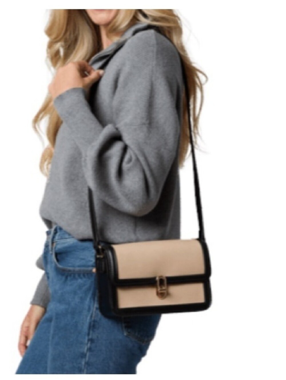 Jules Kae Chic Two-Tone Beige and Black Crossbody Bag - Nwt